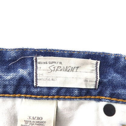 DENIM & SUPPLY RALPH LAUREN ダメージ加工 ストレート デニムパンツ L インディゴ ブルー