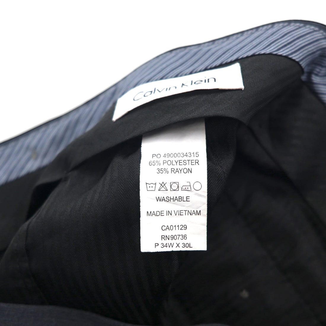 Calvin Klein スラックス パンツ L グレー ポリエステル ウォッシャブル