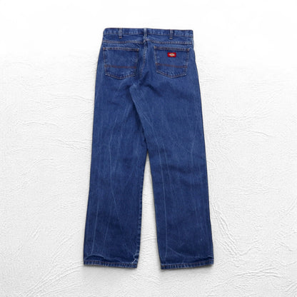 Dickies デニムパンツ インダストリアルジーンズ L インディゴ ブルー RELAXED FIT ジッパーフライ C993RNB メキシコ製