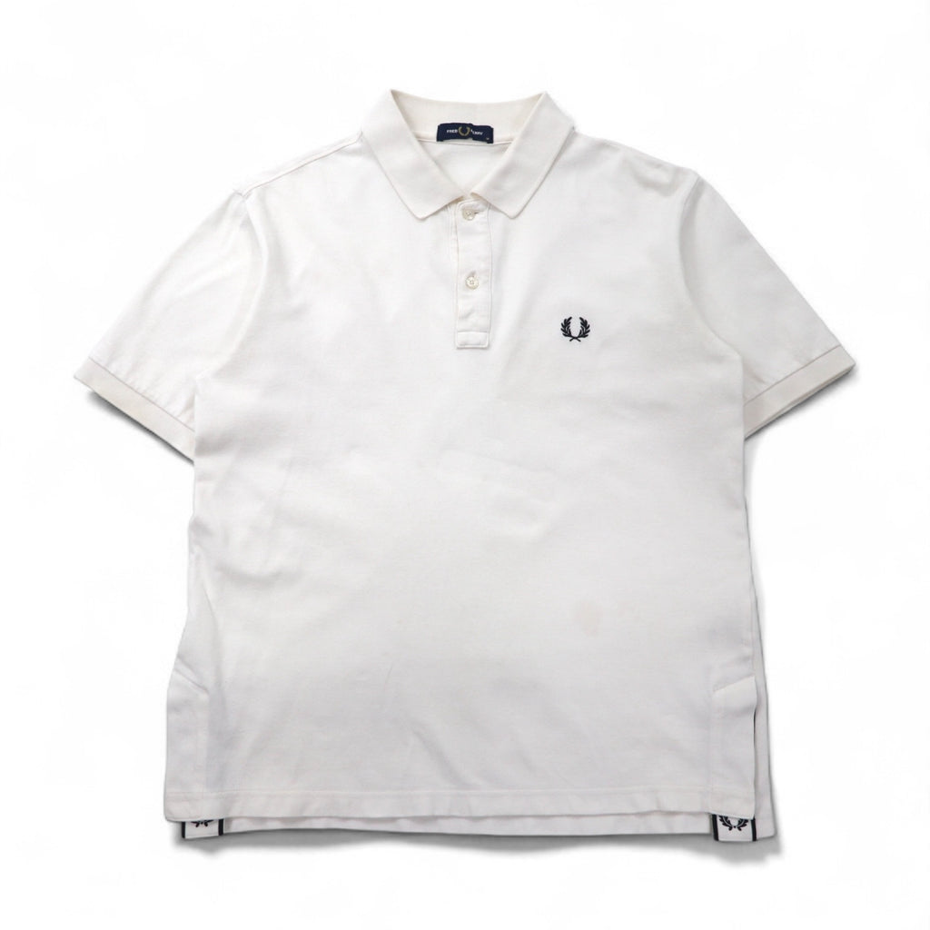 FREDPERRY Side Taped Pique Polo Shirt, Size M, White, Cotton, Pique, F1860, Made in Japan
