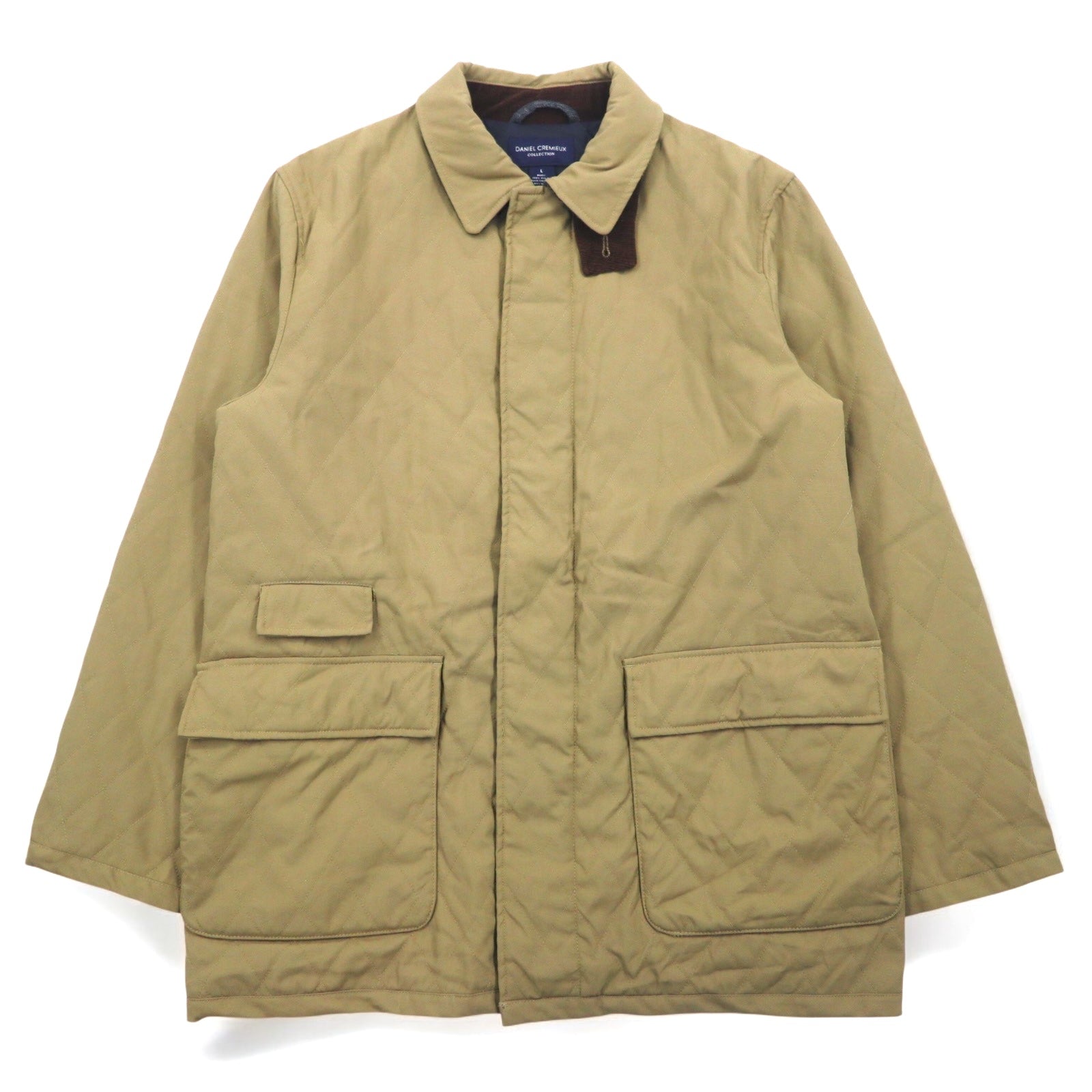 DANIEL CREMIEUX COLLECTION Quilted Jacket L Beige Nylon Padded Chin Strap