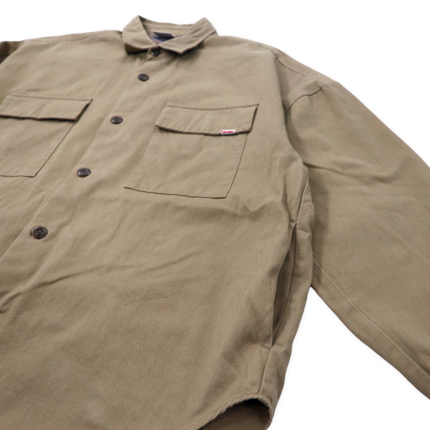 BIG MAC Over-sized Twill CPO Shirt Jacket Workshirt L Beige Cotton