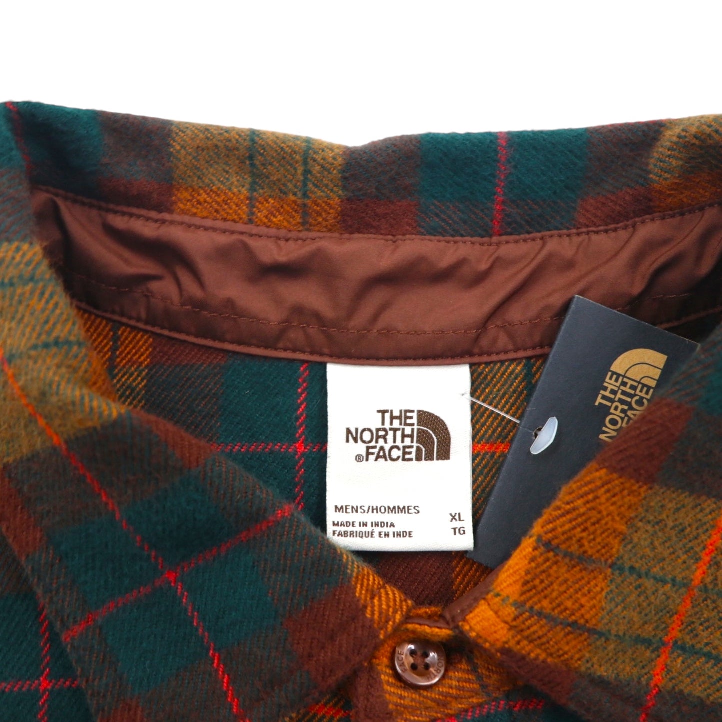 THE NORTH FACE フランネルシャツ XL オレンジ チェック ARROYO FLANNEL SHIRT ダブルポケット NF0A4QPJ 未使用品 US規格