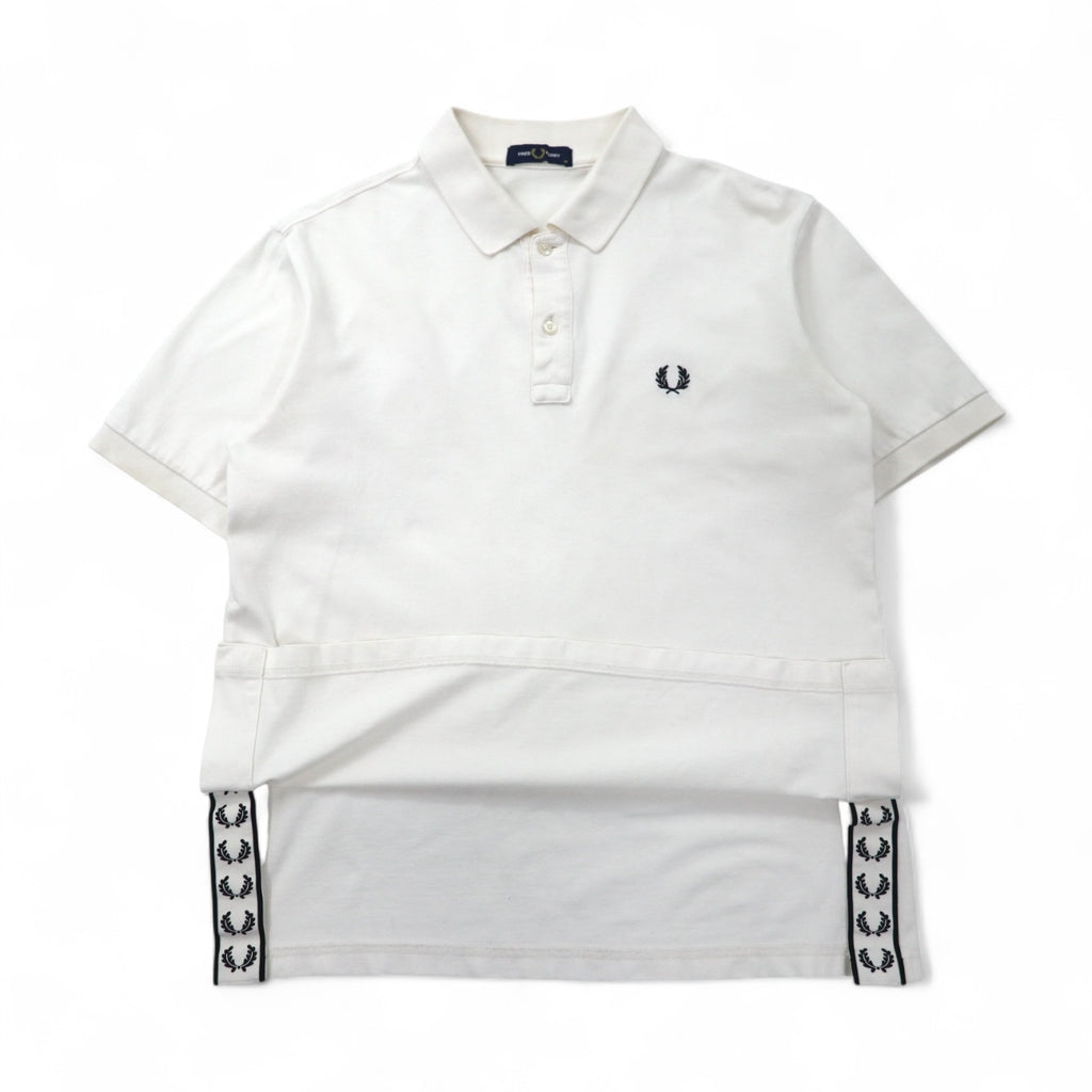 FREDPERRY Side Taped Pique Polo Shirt, Size M, White, Cotton, Pique, F1860, Made in Japan