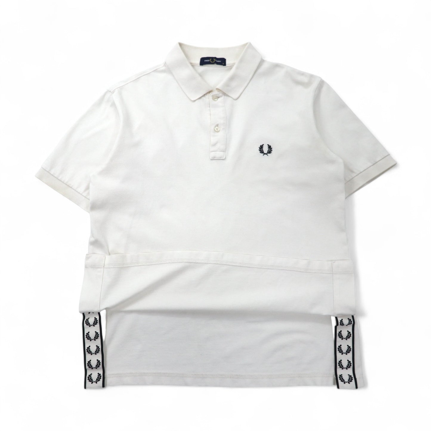FREDPERRY サイド テープド ピケ ポロシャツ Side Taped Pique M ホワイト コットン 鹿の子 F1860 日本製