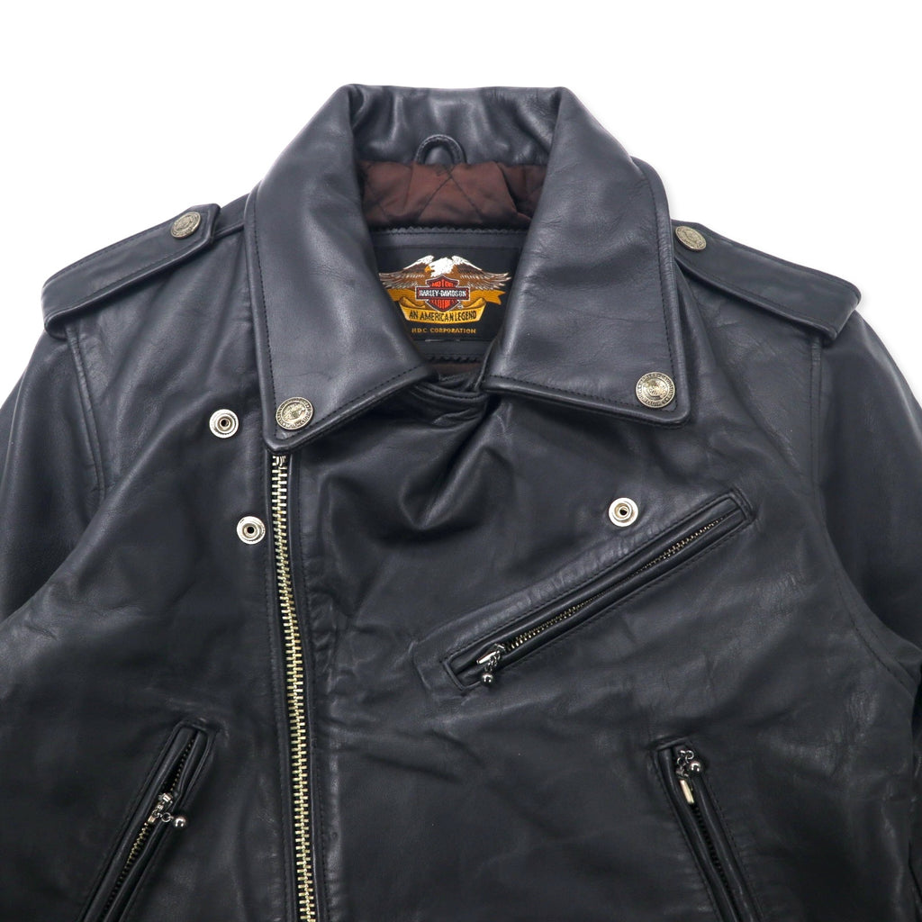 HARLEY DAVIDSON ダブル ライダースジャケット レザージャケット S ブラック 牛革 キルティングライナー