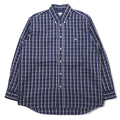 LACOSTE ボタンダウンシャツ L ネイビー チェック コットン DEVANLAY社製 F5182