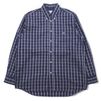 LACOSTE ボタンダウンシャツ L ネイビー チェック コットン DEVANLAY社製 F5182