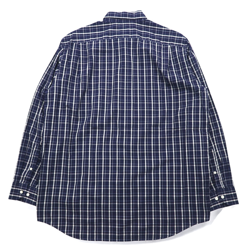 LACOSTE ボタンダウンシャツ L ネイビー チェック コットン DEVANLAY社製 F5182