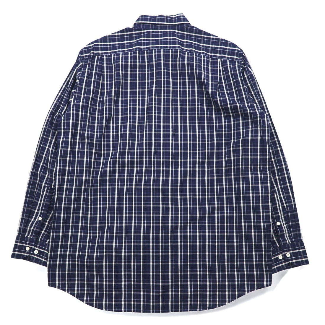 LACOSTE ボタンダウンシャツ L ネイビー チェック コットン DEVANLAY社製 F5182