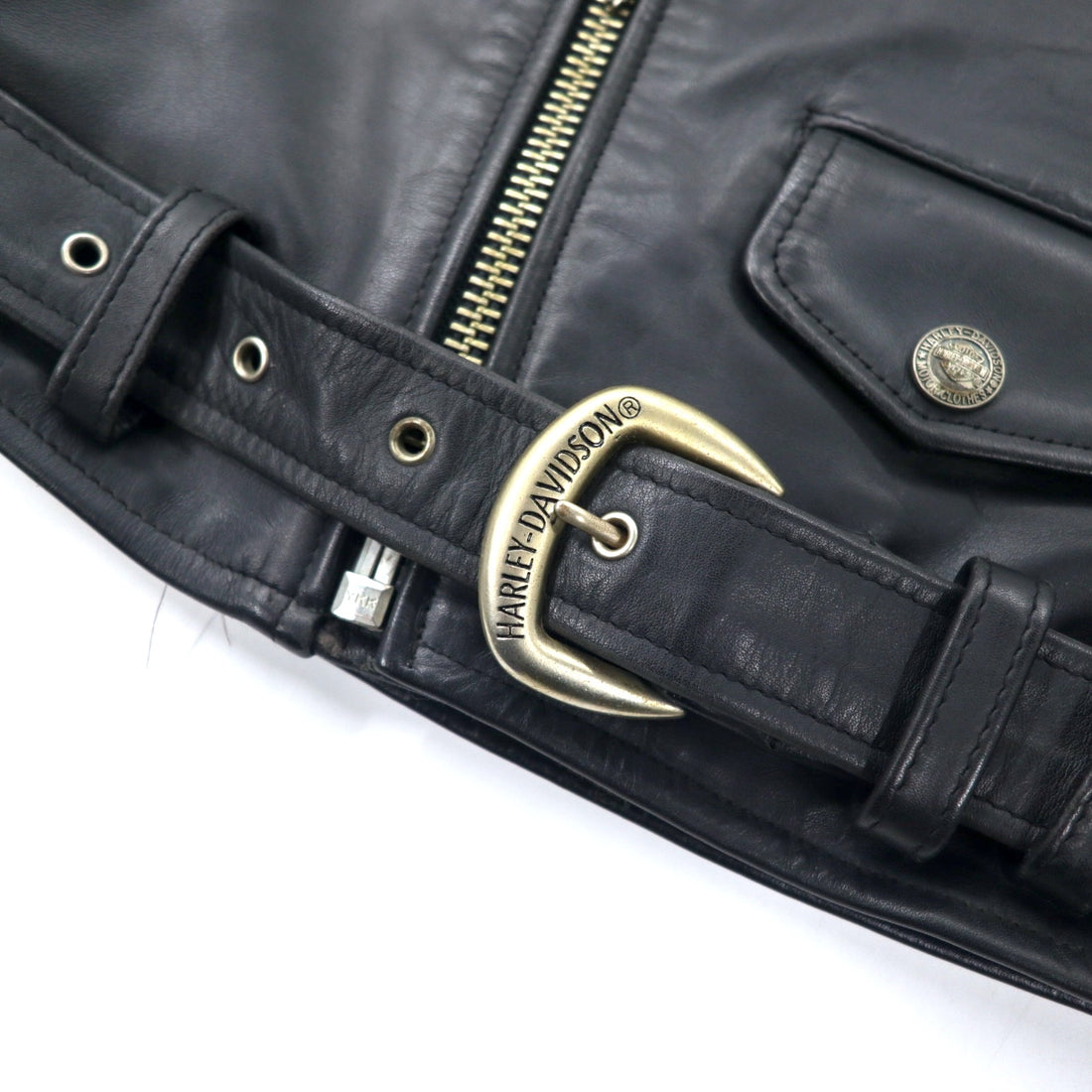 HARLEY DAVIDSON ダブル ライダースジャケット レザージャケット S ブラック 牛革 キルティングライナー