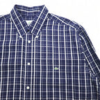 LACOSTE ボタンダウンシャツ L ネイビー チェック コットン DEVANLAY社製 F5182