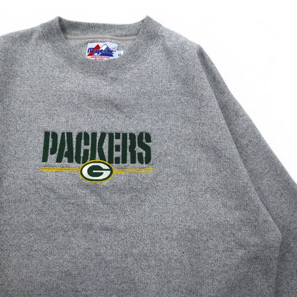 majestic パッカーズ 刺繍 スウェット XL グレー コットン NFL PACKERS