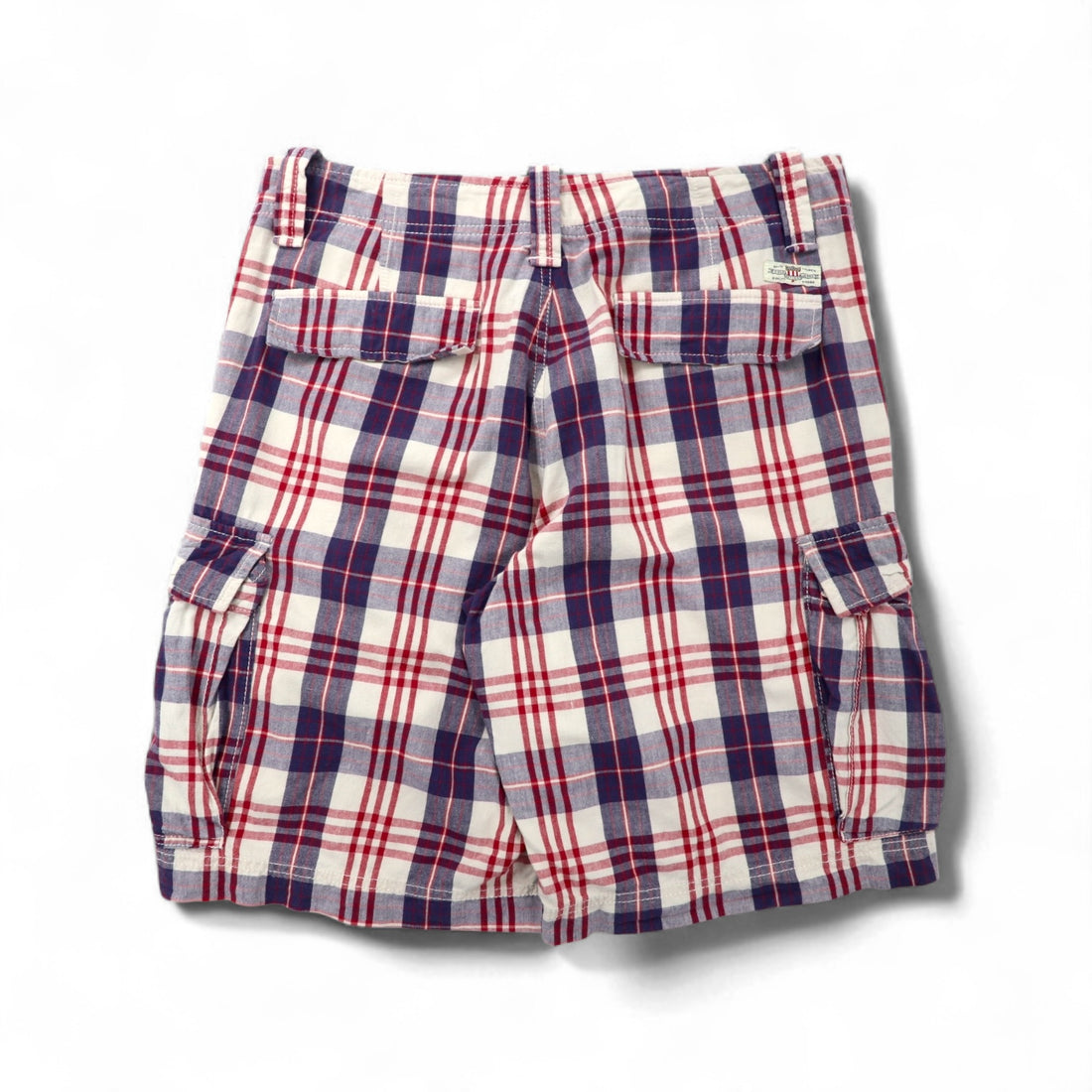 POLO JEANS COMPANY. RALPH LAUREN 90年代 ショート カーゴパンツ ハーフパンツ L レッド ホワイト ネイビー チェック コットン