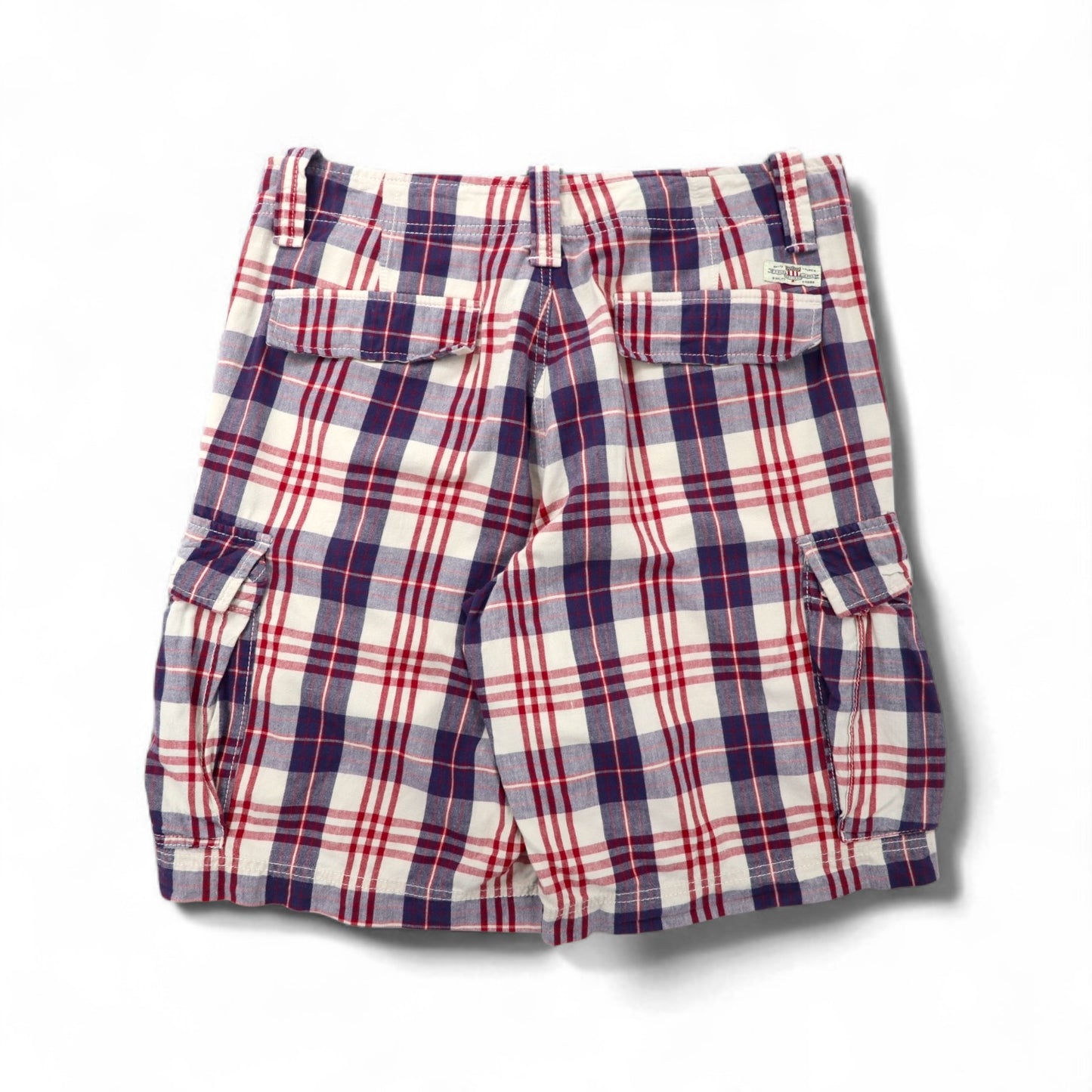 POLO JEANS COMPANY. RALPH LAUREN 90年代 ショート カーゴパンツ ハーフパンツ L レッド ホワイト ネイビー チェック コットン
