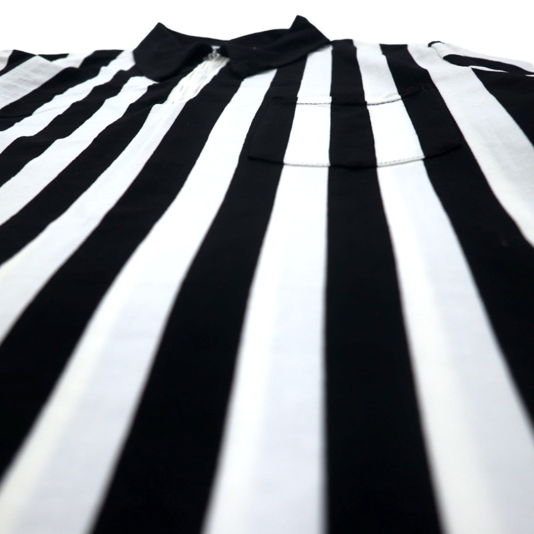 Made in USA 70s medalist Sand-Knit half-zip game shirt referee shirt jersey L white black stripe polyester TALON zip
