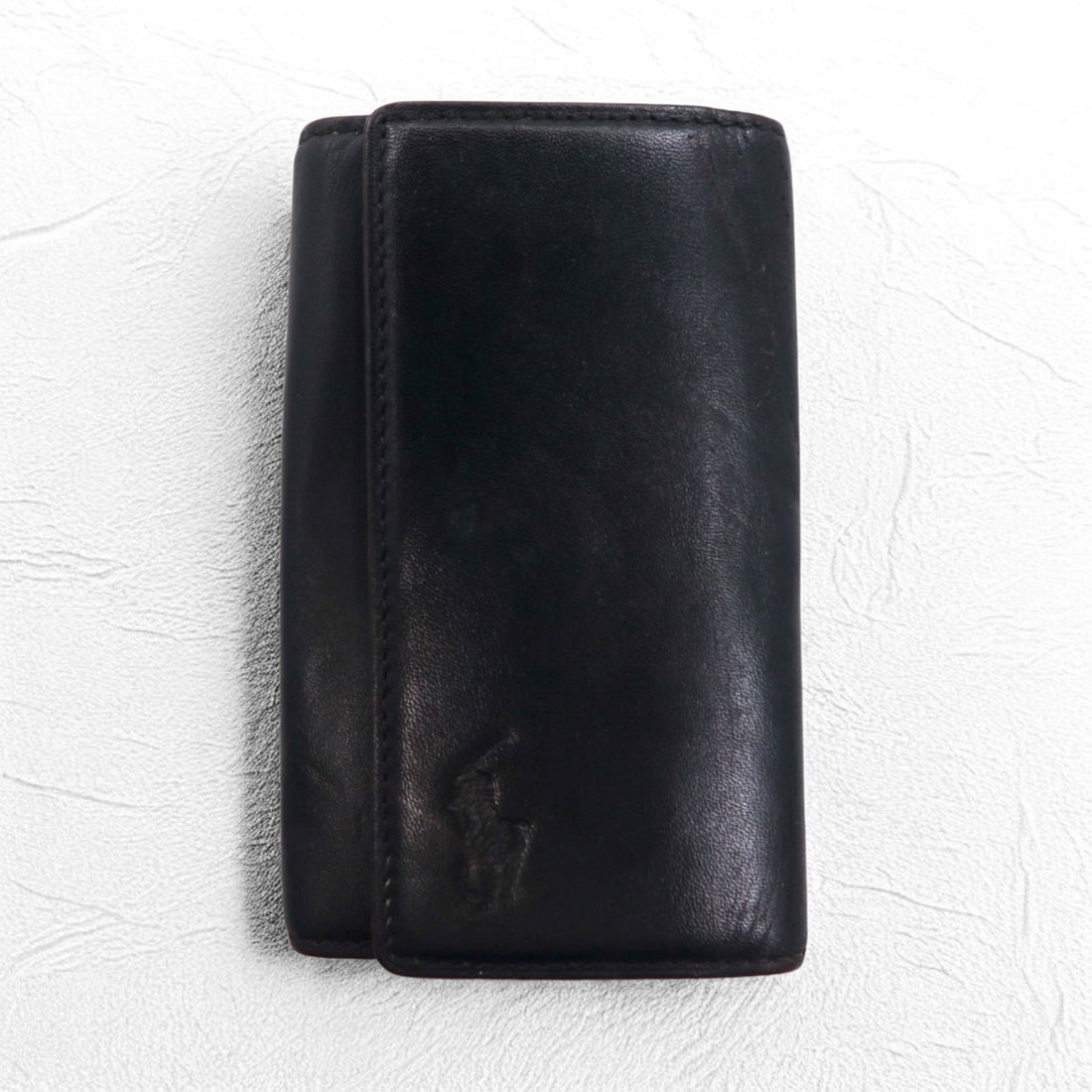 POLO RALPH LAUREN 5-ring key case in black leather small pony
