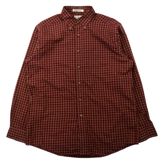 L.L.Bean ボタンダウンシャツ M レッド チェック コットン WRINKLE RESISTANT