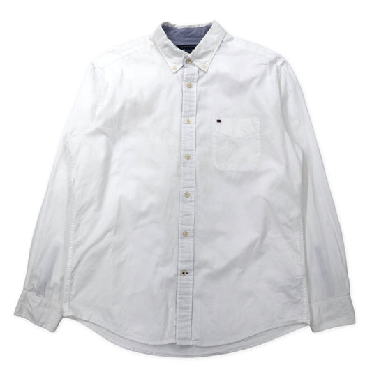 日本然リトテ-古着オンライン-TOMMY HILFIGER ボタンダウンシャツ L ホワイト コットン ワンポイントロゴ-TOMMY HILFIGER BUTTON-DOWN SHIRTS L White Cotton One Point Logo