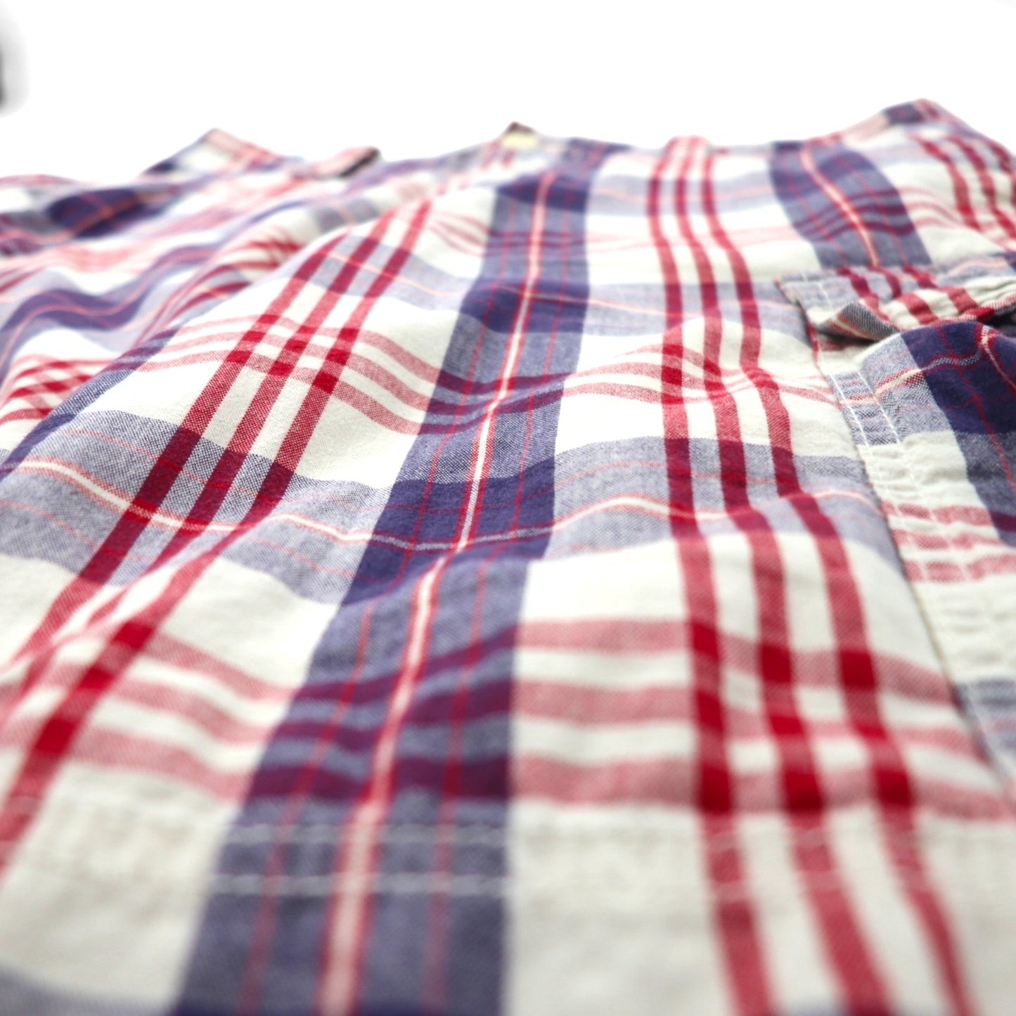 POLO JEANS COMPANY. RALPH LAUREN 90年代 ショート カーゴパンツ ハーフパンツ L レッド ホワイト ネイビー チェック コットン