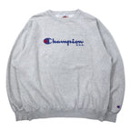 日本然リトテ-古着オンライン-Champion イタリア製 80年代 スクリプトロゴ 刺繍 スウェット XL グレー コットン-Champion Italy Made 80's Script Logo Embroidery Sweatshirt XL Gray Cotton