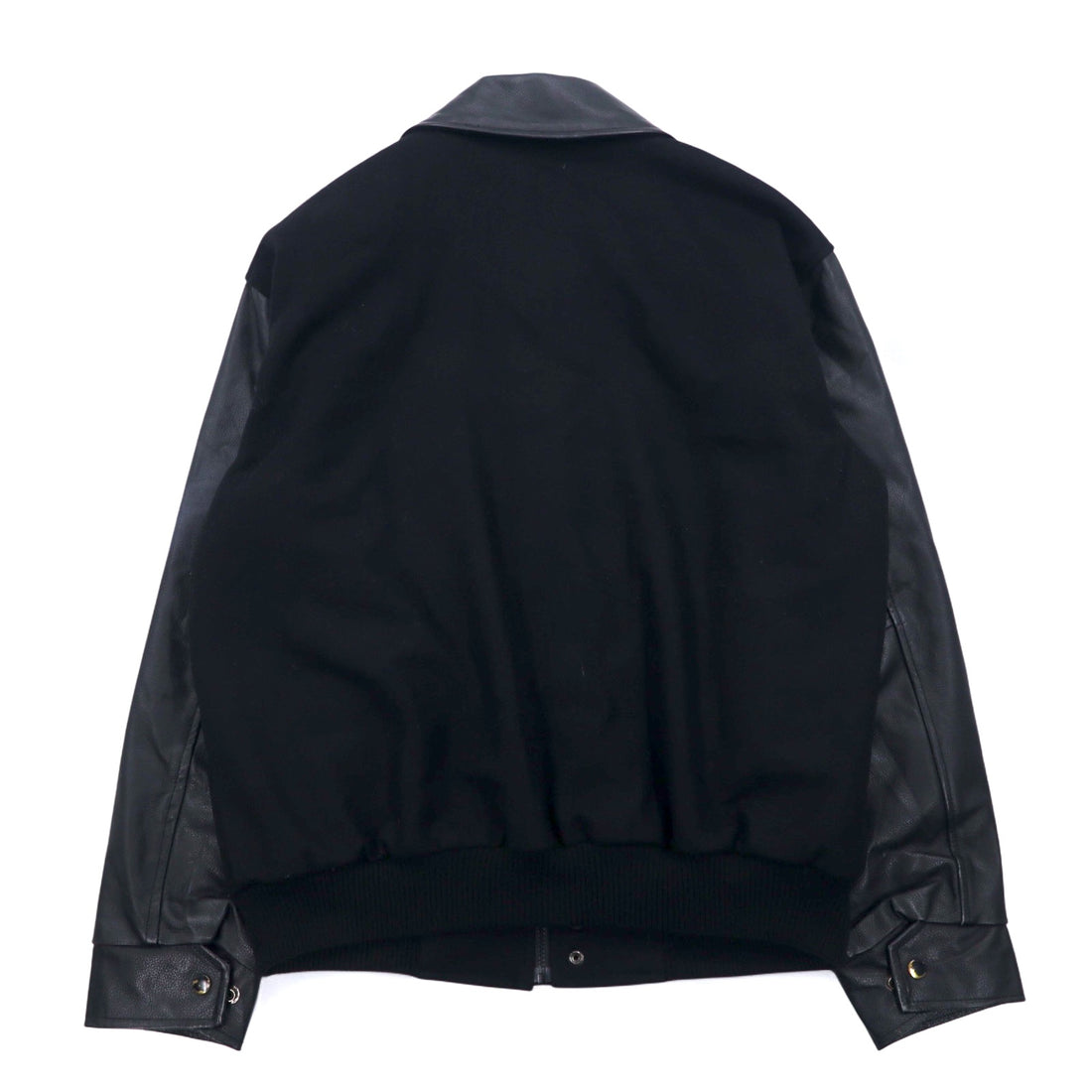 NORTH END Leather Switching Stadium Jacket M Black Wool Quilted Liner Embroidery