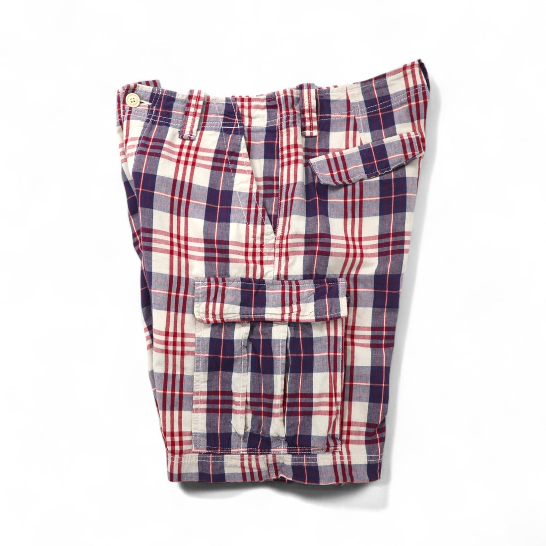 POLO JEANS COMPANY. RALPH LAUREN 90年代 ショート カーゴパンツ ハーフパンツ L レッド ホワイト ネイビー チェック コットン