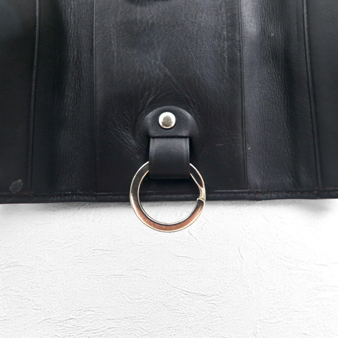 POLO RALPH LAUREN 5-ring key case in black leather small pony