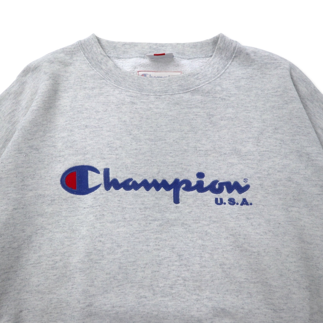 Champion Made in Italy 80s Script Logo Embroidered Sweatshirt XL Grey Cotton