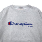 Champion Made in Italy 80s Script Logo Embroidered Sweatshirt XL Grey Cotton