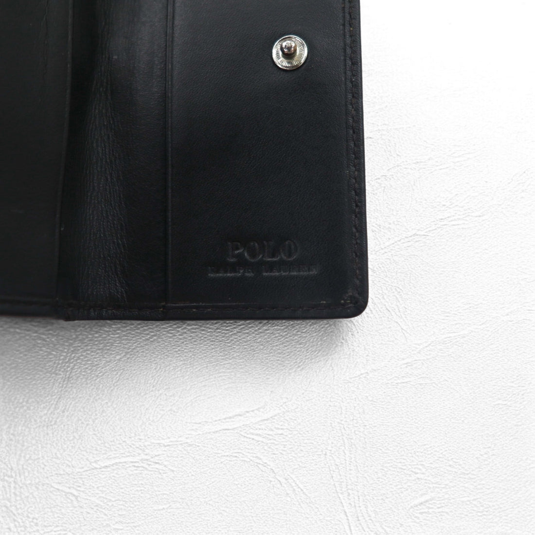 POLO RALPH LAUREN 5-ring key case in black leather small pony