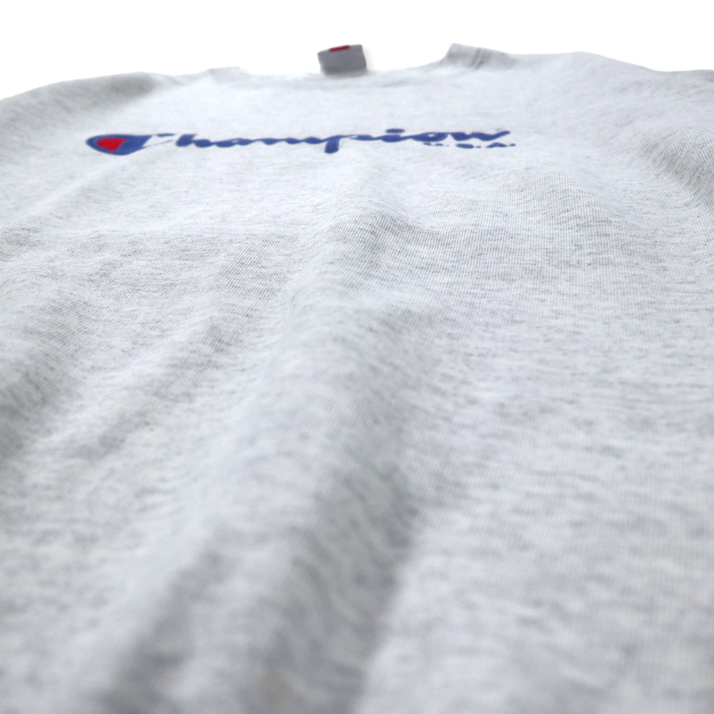 Champion Made in Italy 80s Script Logo Embroidered Sweatshirt XL Grey Cotton