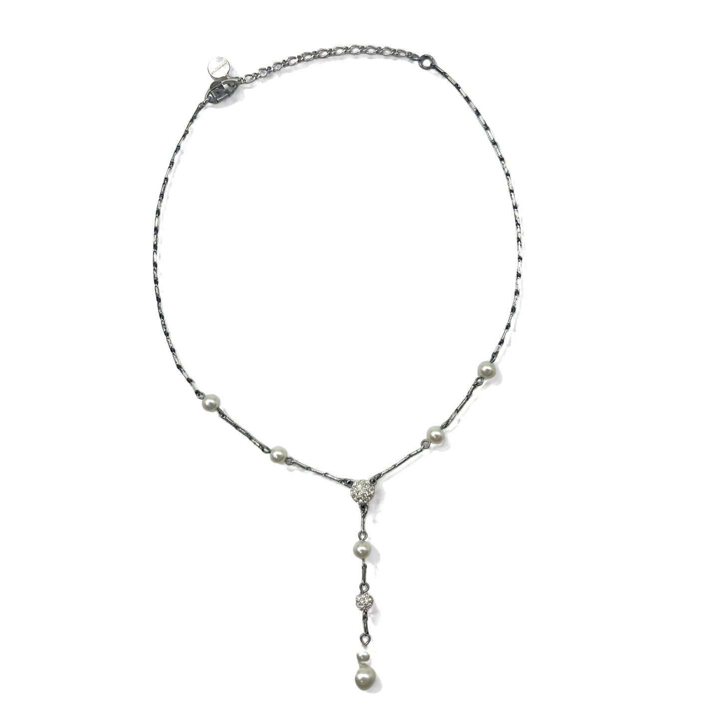 GIVENCHY Point Pearl Y-shaped Long Necklace in Silver