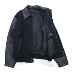 NORTH END Leather Switching Stadium Jacket M Black Wool Quilted Liner Embroidery