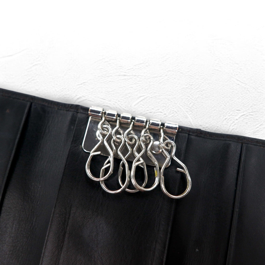 POLO RALPH LAUREN 5-ring key case in black leather small pony