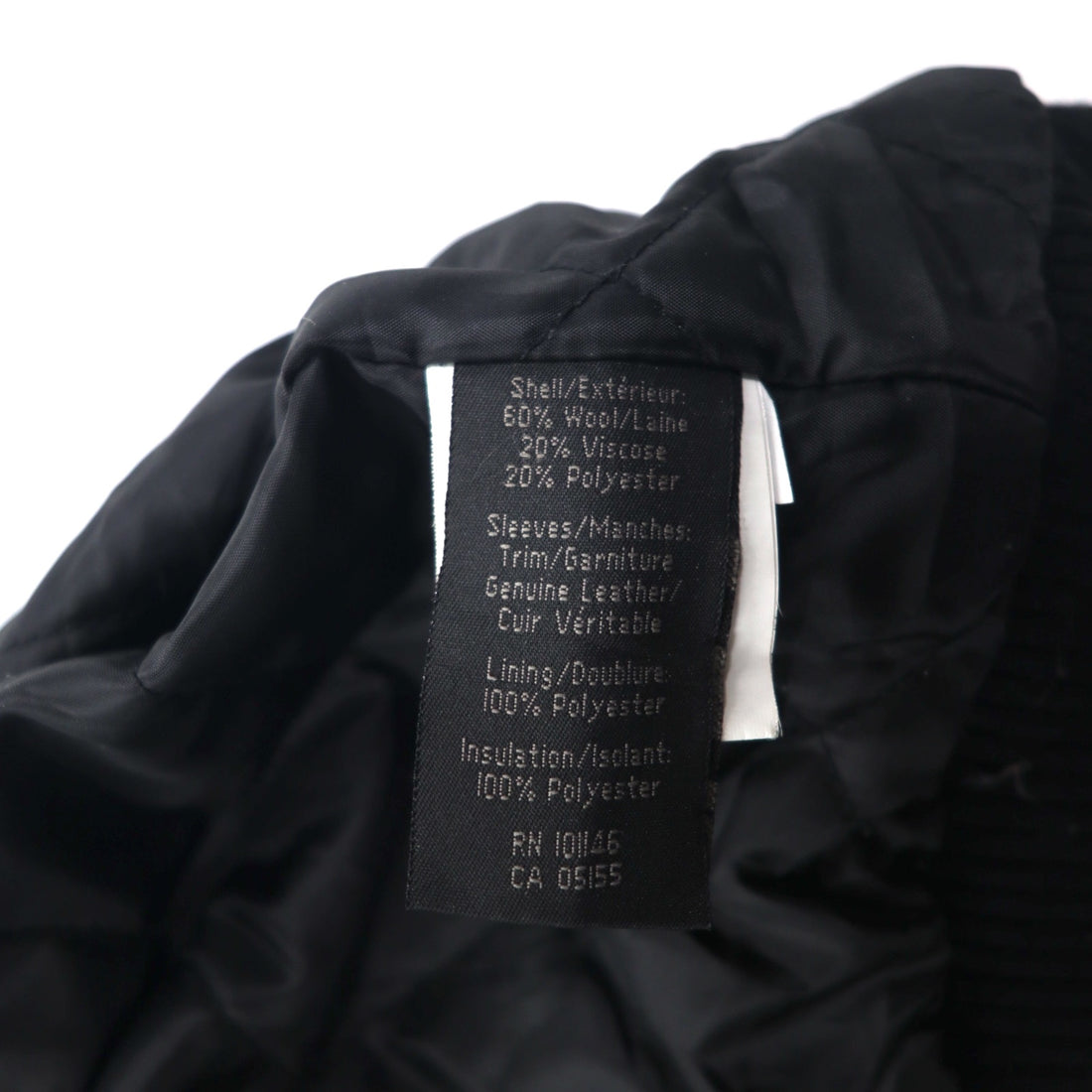 NORTH END Leather Switching Stadium Jacket M Black Wool Quilted Liner Embroidery