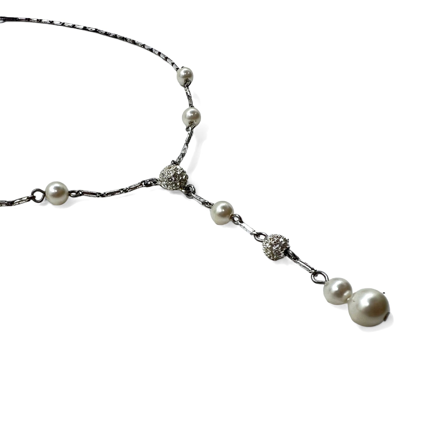 GIVENCHY Point Pearl Y-shaped Long Necklace in Silver
