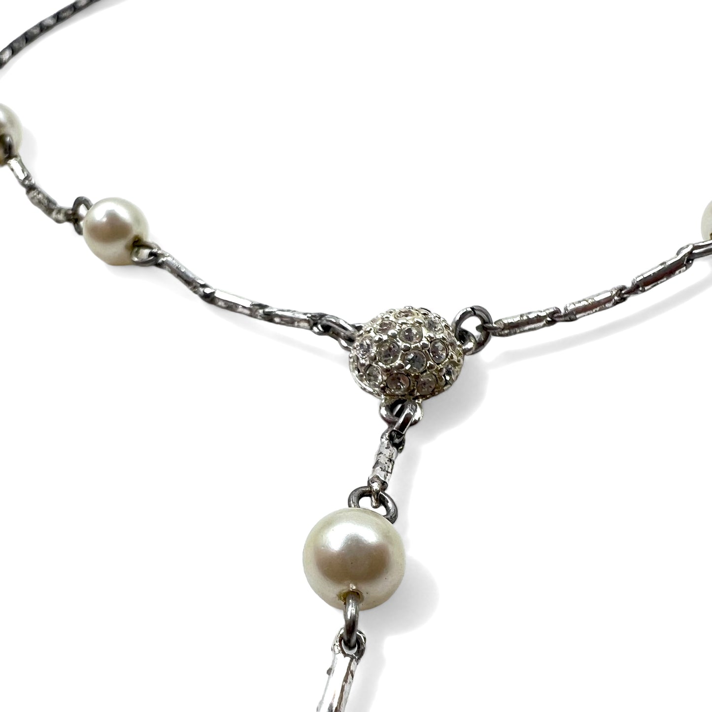 GIVENCHY Point Pearl Y-shaped Long Necklace in Silver
