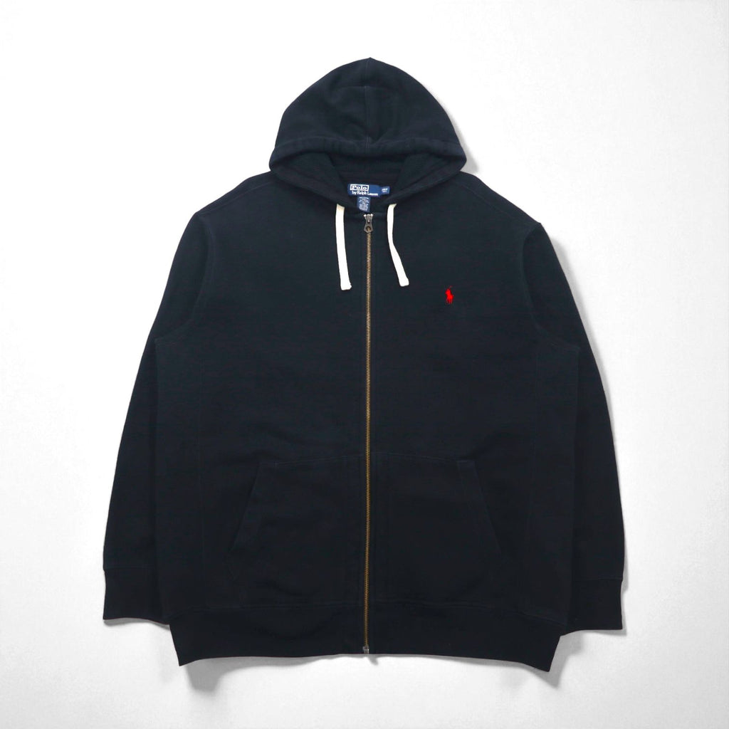 Polo Ralph Lauren 90s Reverse Weave Zip Hoodie, Size 2XL, Black, with Small Pony Embroidery