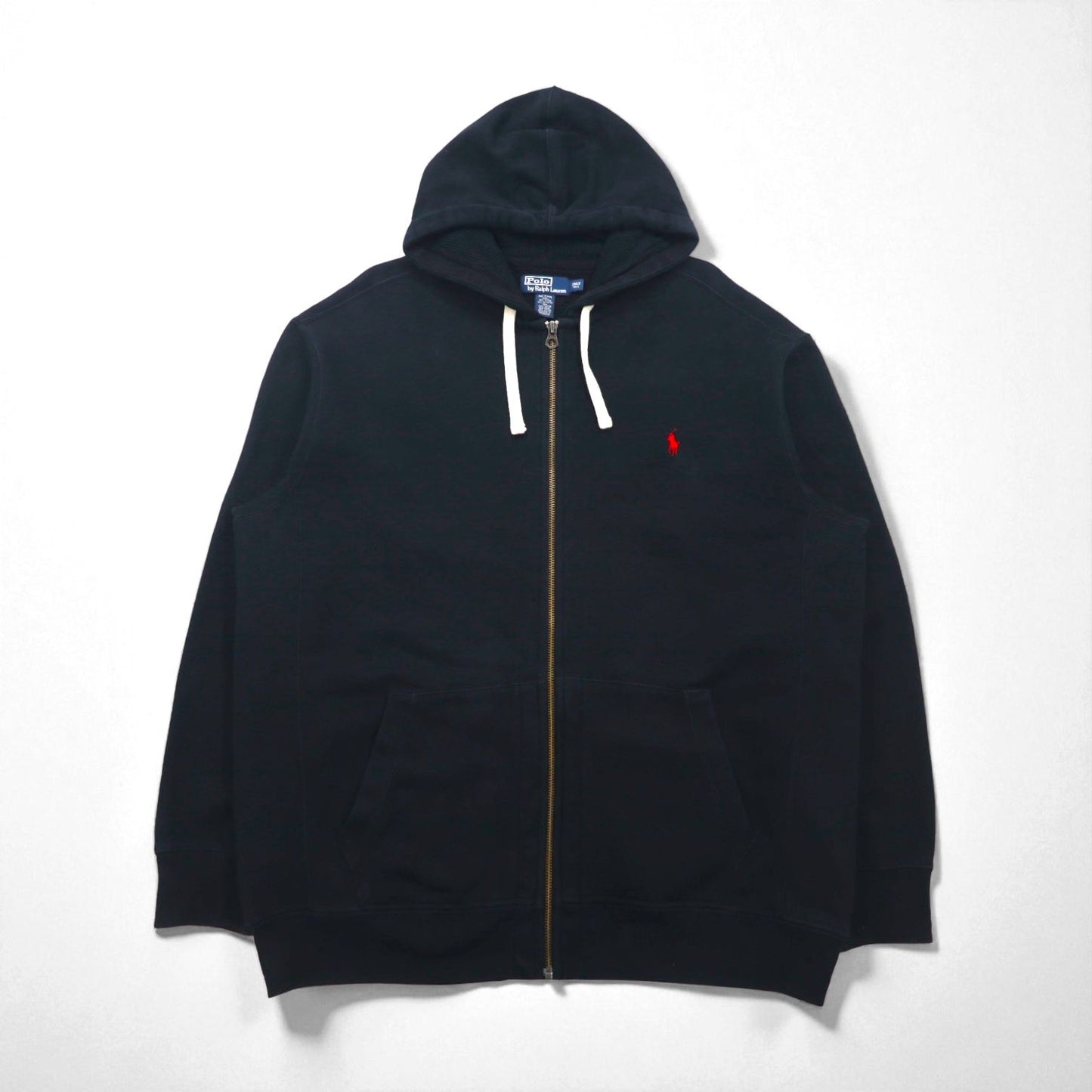Polo Ralph Lauren 90年代 リバースウィーブ ジップパーカー 2XL ブラック スモールポニー刺繡