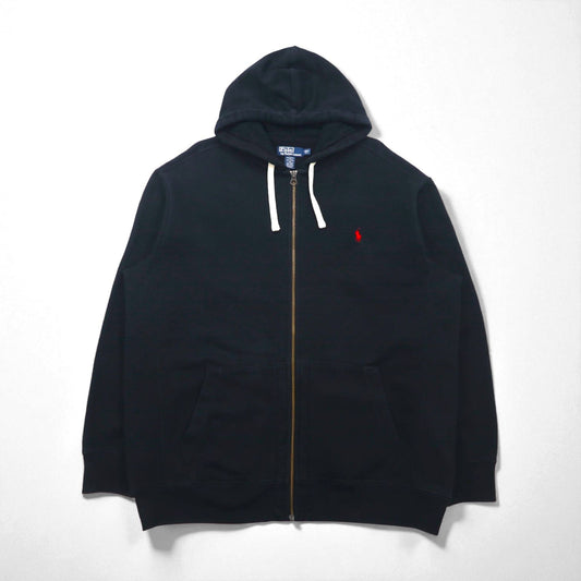 Polo Ralph Lauren 90年代 リバースウィーブ ジップパーカー 2XL ブラック スモールポニー刺繡