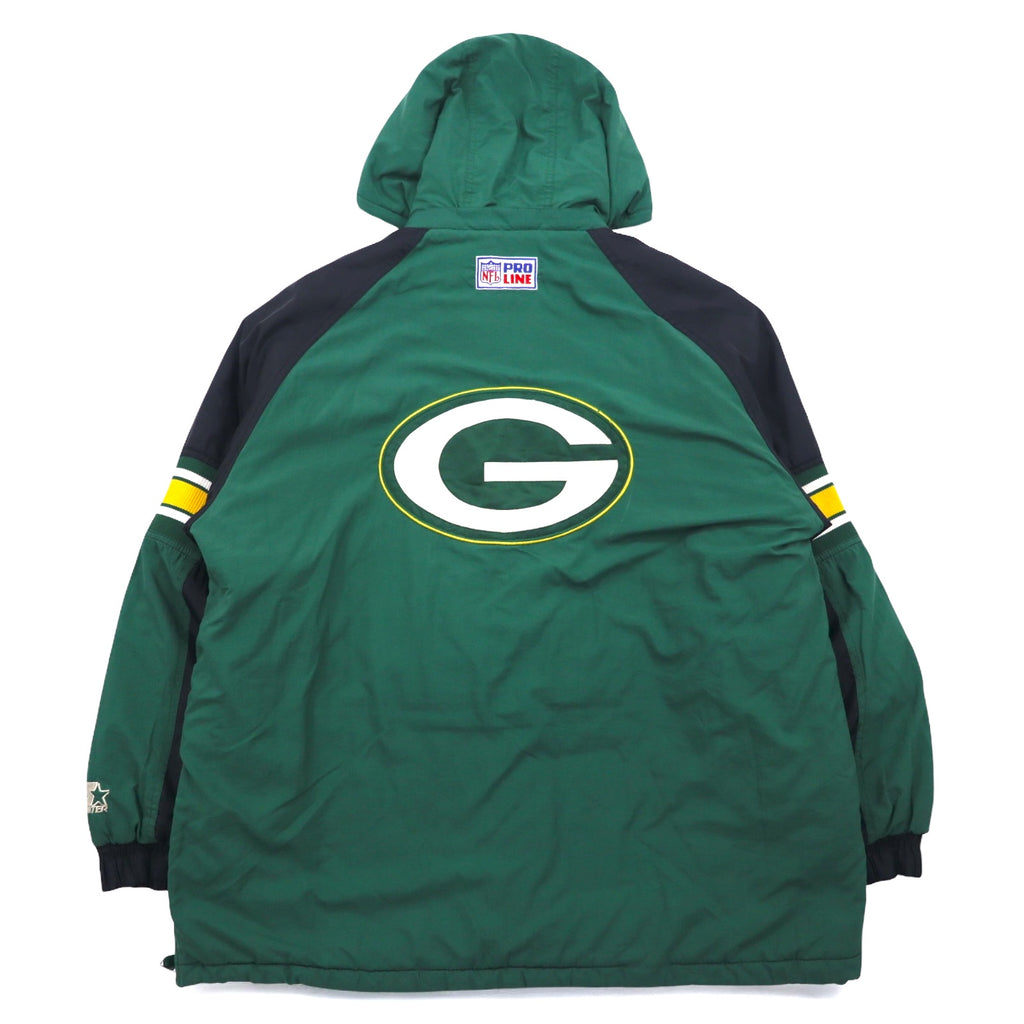 STARTER 90s NFL PRO LINE Anorak Parka, Padded, XL, Green, Nylon, Packers, Removable Hood