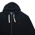 Polo Ralph Lauren 90s Reverse Weave Zip Hoodie, Size 2XL, Black, with Small Pony Embroidery