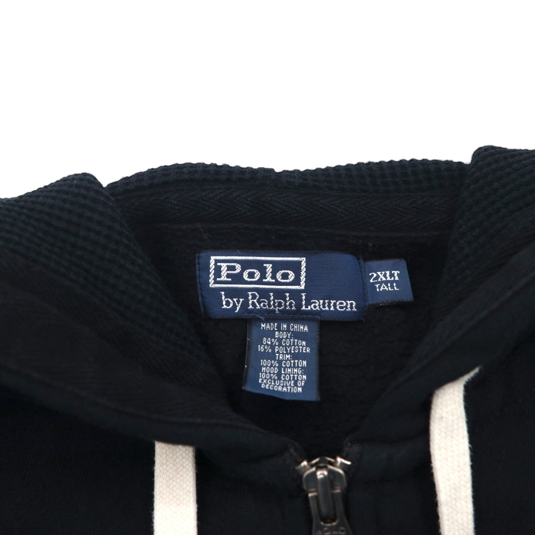 Polo Ralph Lauren 90s Reverse Weave Zip Hoodie, Size 2XL, Black, with Small Pony Embroidery
