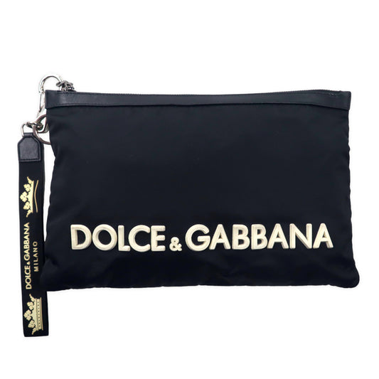 DOLCE & GABBANA クラッチバッグ セカンドバッグ ブラック ナイロン イタリア製