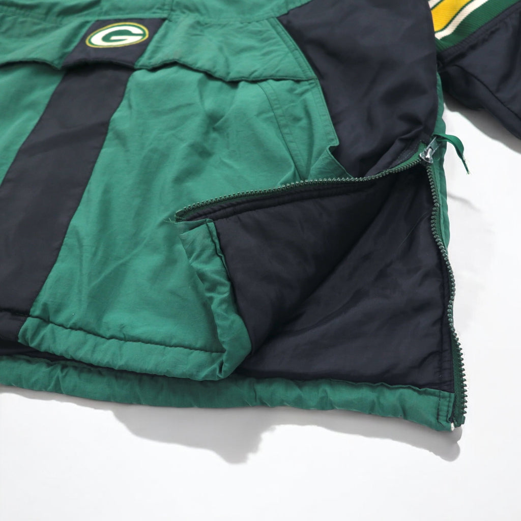 STARTER 90s NFL PRO LINE Anorak Parka, Padded, XL, Green, Nylon, Packers, Removable Hood