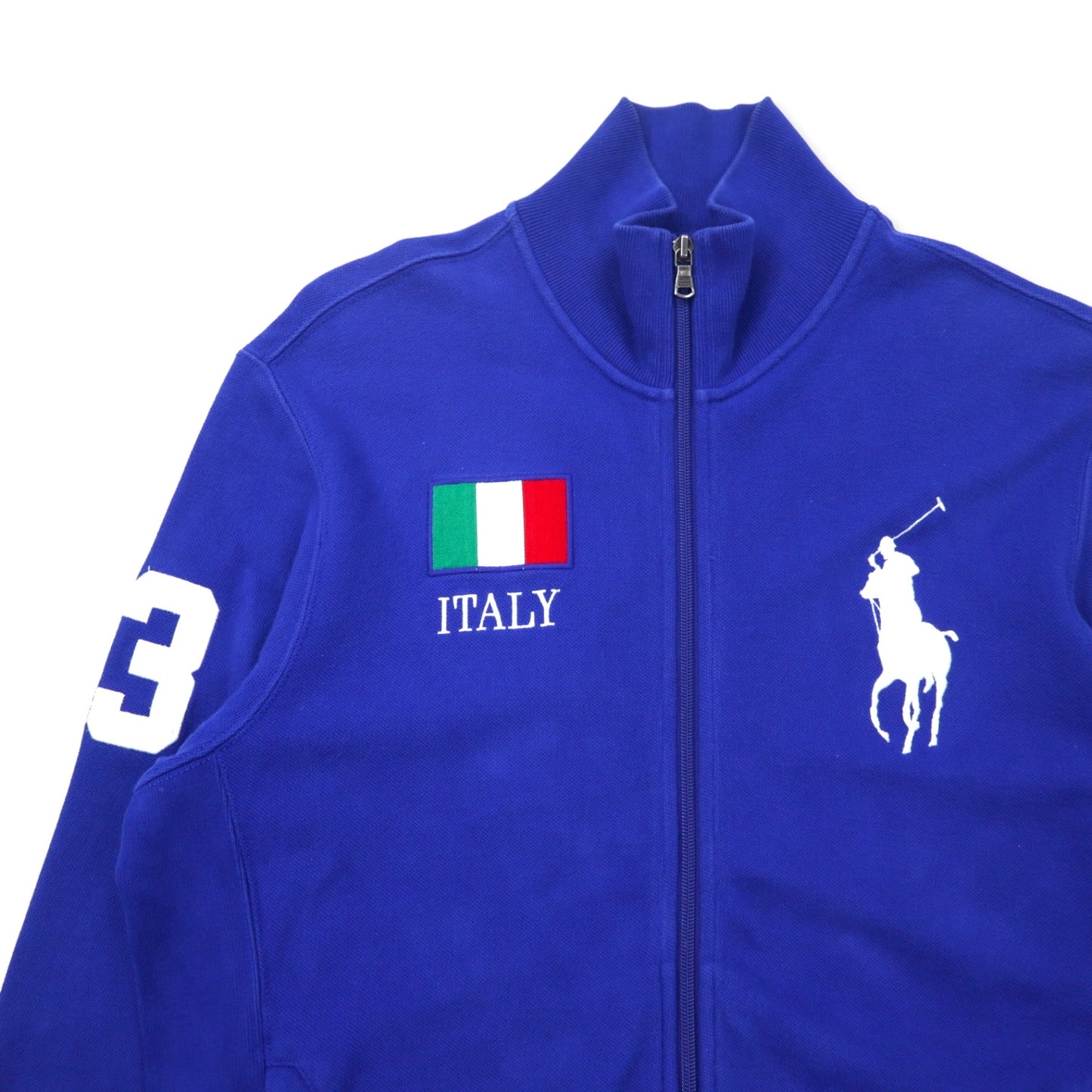 Polo by Ralph Lauren ビッグポニー トラックジャケット ジャージ L ブルー コットン 鹿の子 リバースウィーブ ITALY ナンバリング