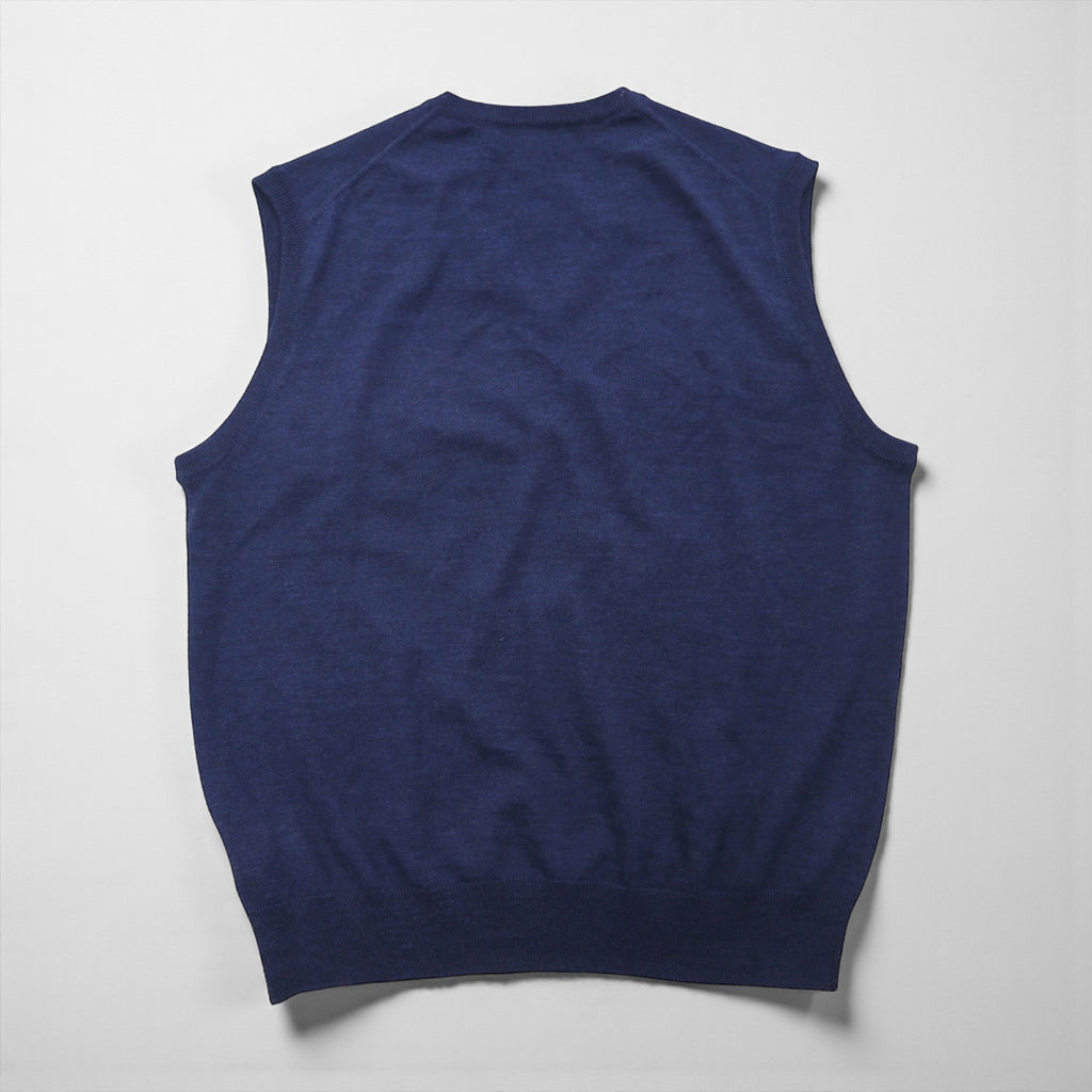 Brooks Brothers メリノウール ニット Vネック ベスト L ネイビー EXTRA FINE ITALIAN MERINO