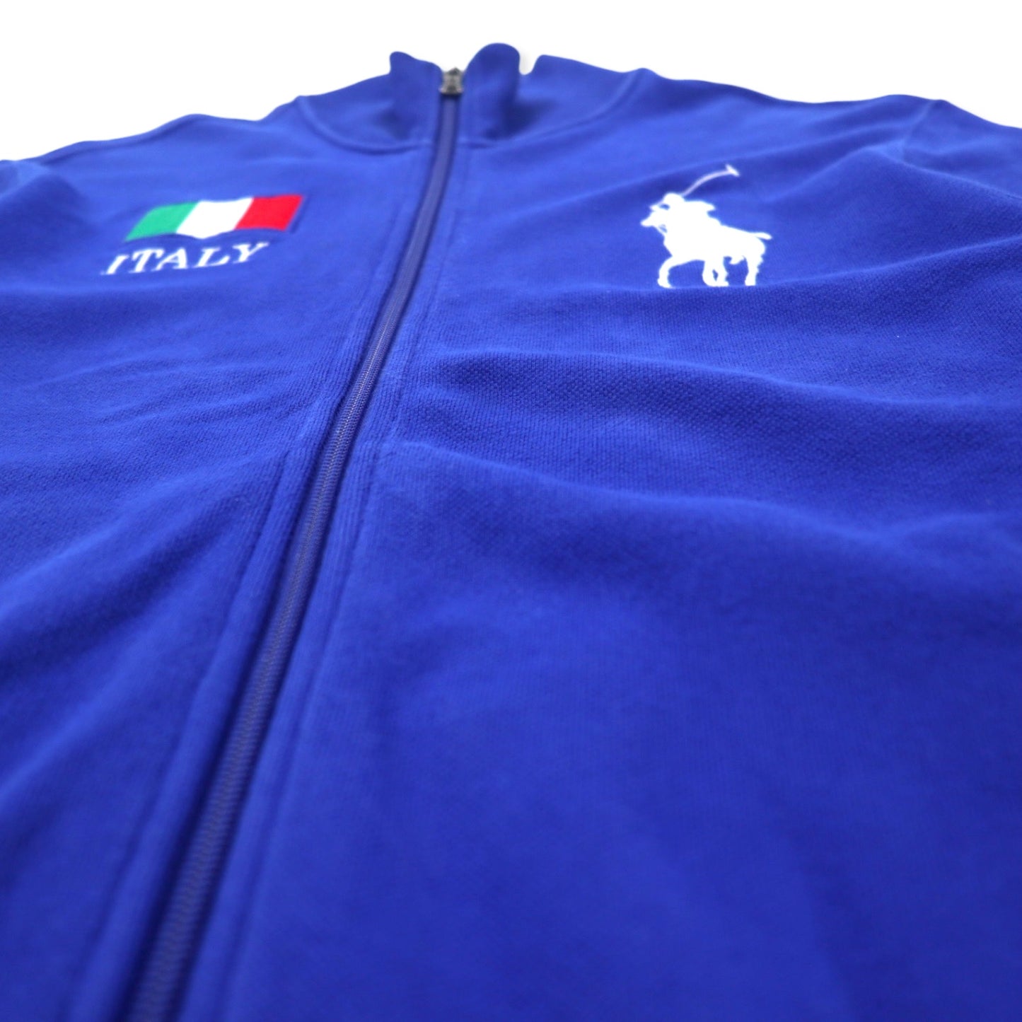 Polo by Ralph Lauren ビッグポニー トラックジャケット ジャージ L ブルー コットン 鹿の子 リバースウィーブ ITALY ナンバリング