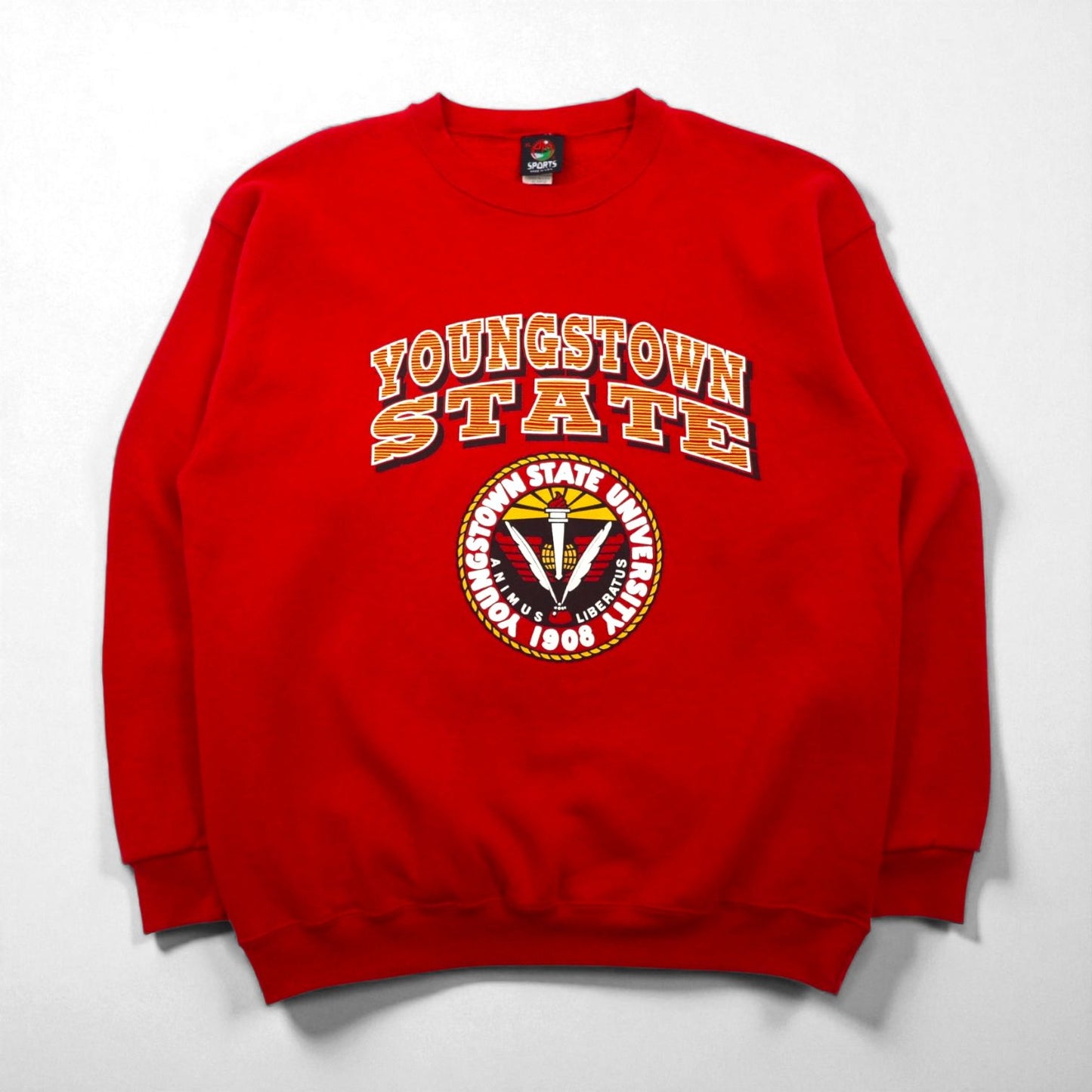 PM SPORTS 90s USA Vintage Sweatshirt, Size XL, Red, Made in the 90s, Youngstown State Ubersity